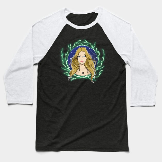 Virgo Horoscope Sign Baseball T-Shirt by Qibar Design